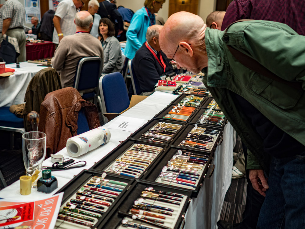   George inspects the wares at the very gentlemanly Writing Instruments Show in 2016  